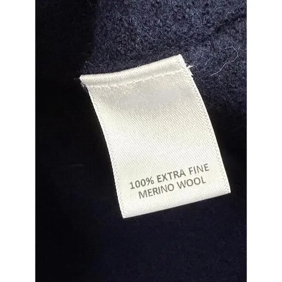 Cremieux Classics Wool Navy Blue Cable Knit Turtleneck Sweater - Size - Medium
